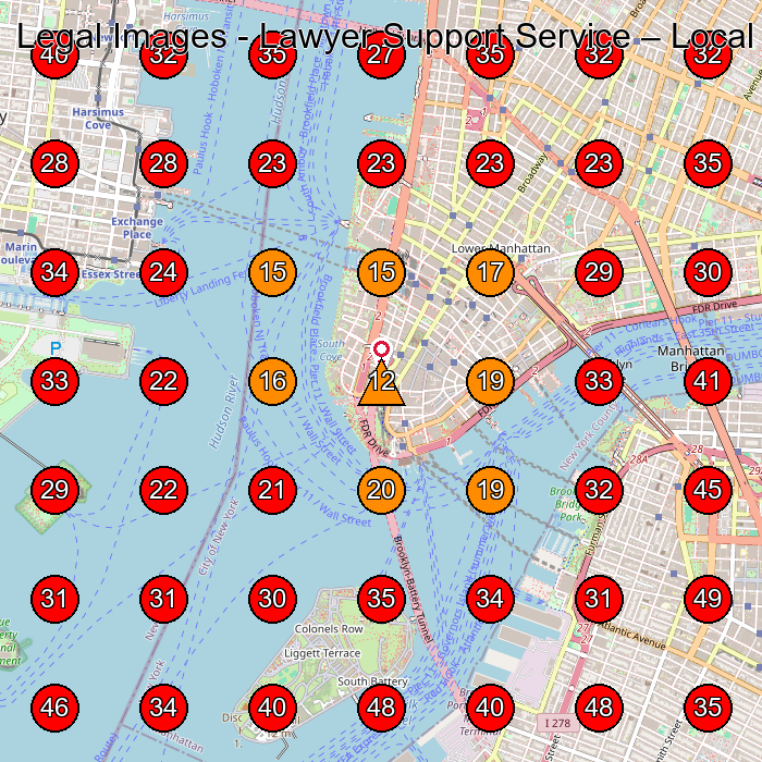 Legal Images - Lawyer Support Service GeoGrid visibility map for Legal Services in New York